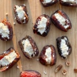 Goat cheese stuffed into the dates.