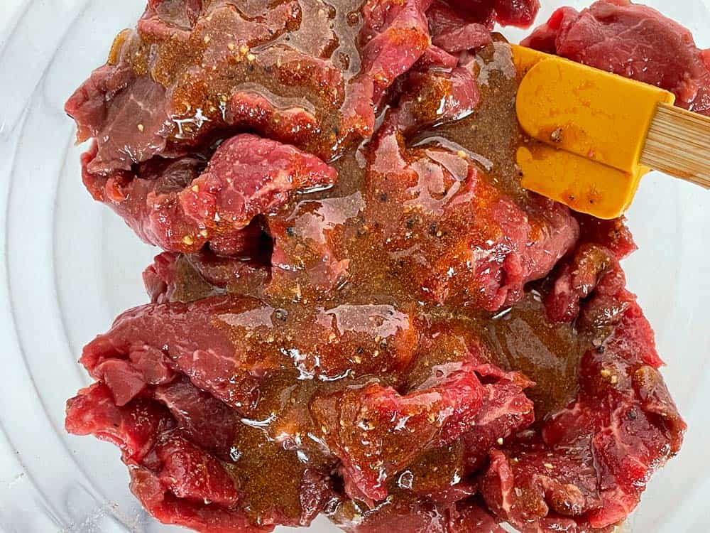 Adjust the seasoning mix to fit your needs in the beef jerky recipe. 