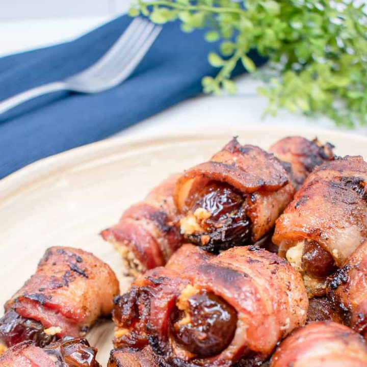 Bacon Wrapped Dates freshly made and ready to serve to guests.