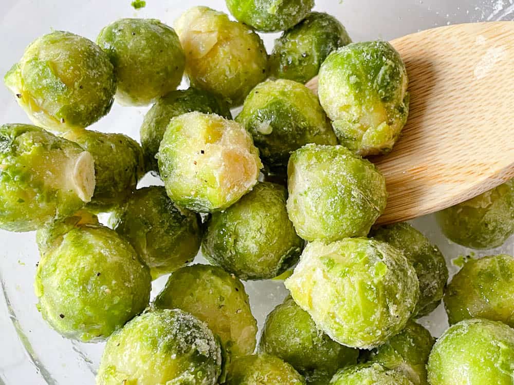 Toss the brussel sprouts with oil, salt, and pepper.