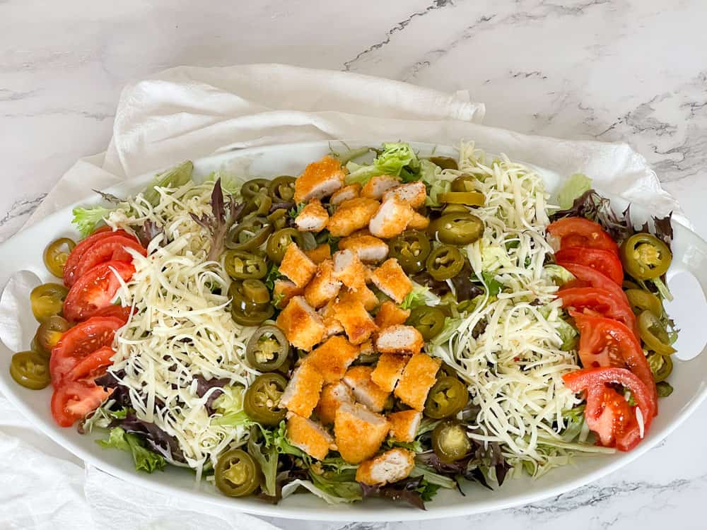 Jalape&ntilde;o popper salad in a platter.