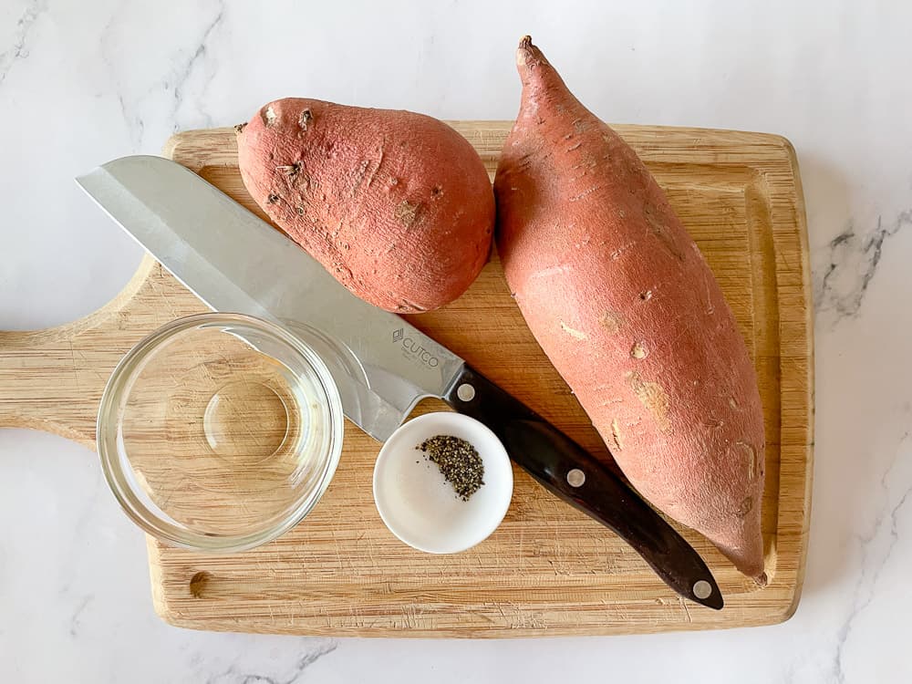 What you need to roast sweet potatoes in the air fryer.