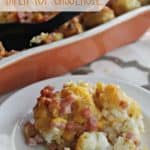 Pin for ham and cheese tater tot casserole.