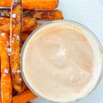 Sweet potato fries with sea salt and aioli.