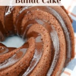 Pin graphic for nutella chocolate bundt cake.