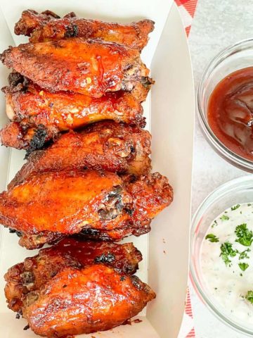 Spicy BBQ Wings and dips.