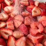 Add dry jello to the strawberries.