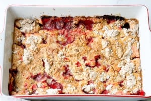 Finished strawberry dump cake.