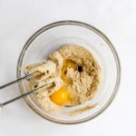 Egg and vanilla added to the mixed sugar and butter.