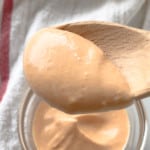 A spoonful of sriracha aioli.