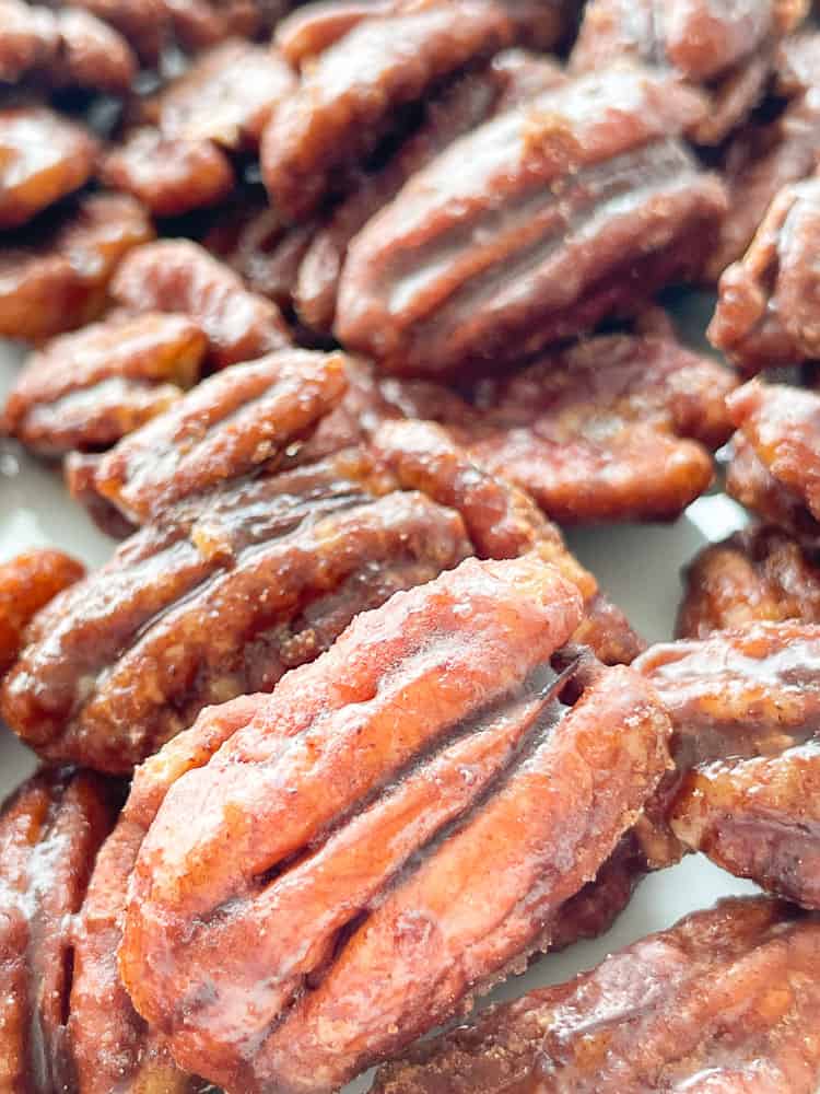 Up close and personal with candied pecans. 