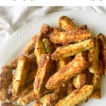 Pin graphic for air fryer zucchini fries.