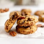 Cowboy Cookies stacked up.