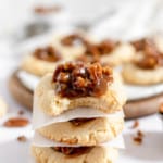 Pecan Pie Cookies stacked up.