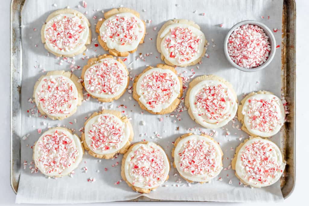 Iced peppermint cookies.