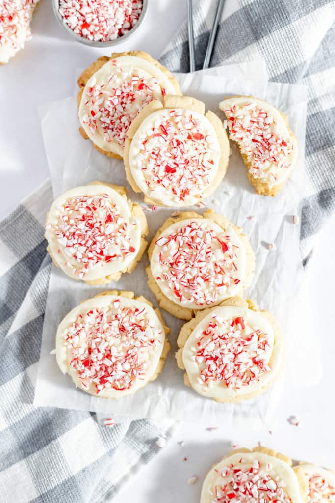 Leftover candy canes top fresh peppermint cookies.