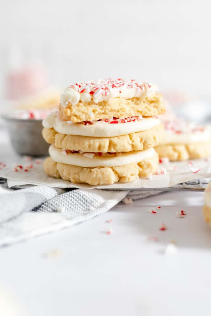 A stack of candy cane cookies. 
