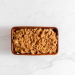 Streusel topped loaf ready for the oven.