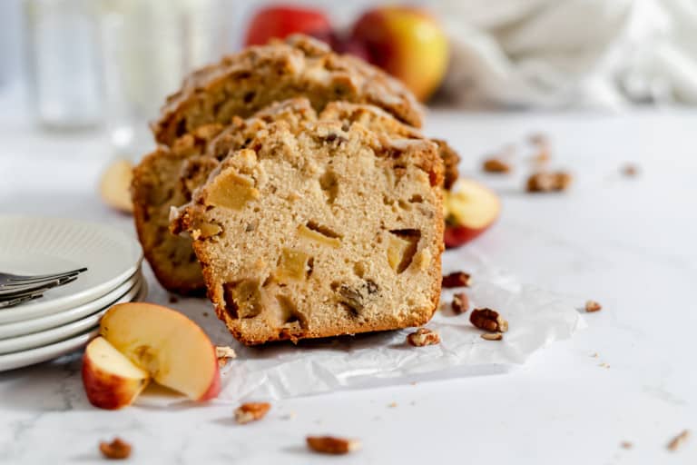 Sliced dutch apple bread.