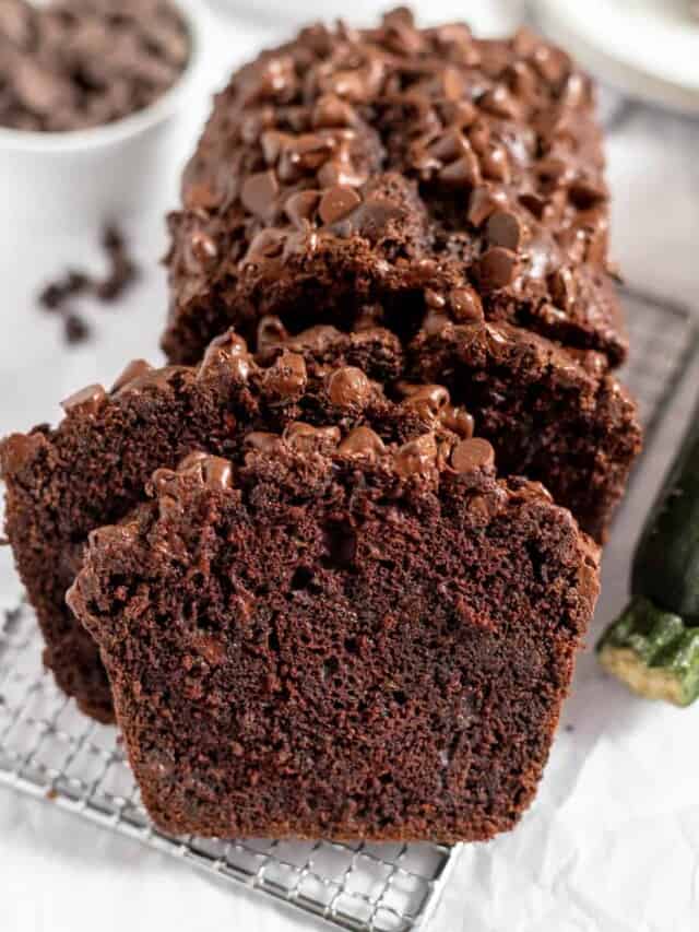 Sliced chocolate zucchini bread.