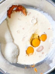 Ingredients for pumpkin layer in the pumpkin crunch cake.