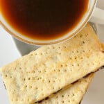 Garibaldi biscuits with a cup of coffee.