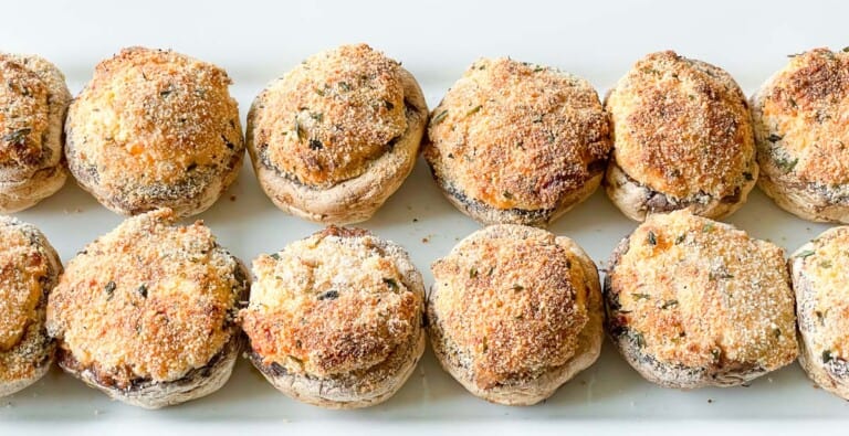 Air Fryer Stuffed Mushrooms on a platter.