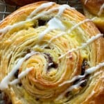 Pain Aux Raisin with icing.