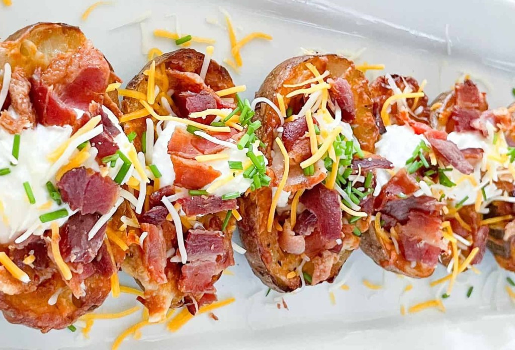 Platter of stuffed potato skins.