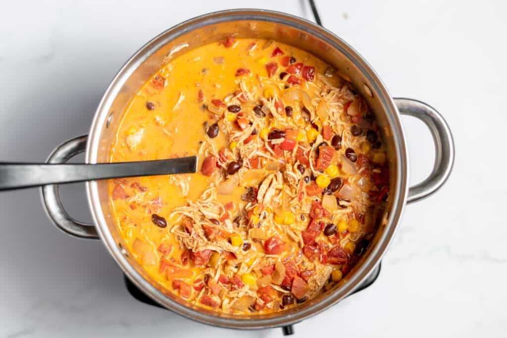 Finished soup in the pot.