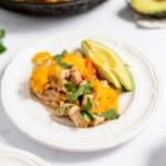 A serving of chicken fajita casserole.