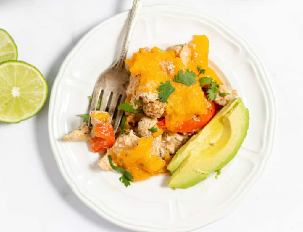 Facebook graphic for Chicken fajita casserole.