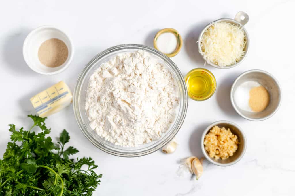 Ingredients for garlic knots.
