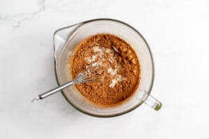 Added cocoa powder and flour to the butter mixture.