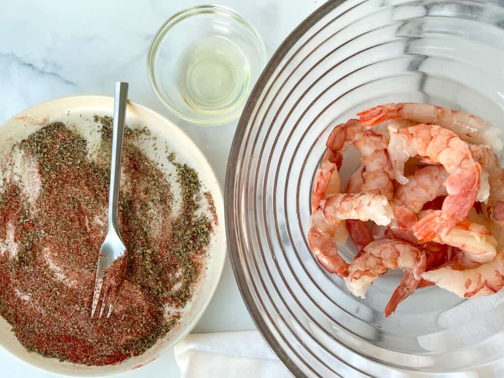 Ingredients for air fryer blackened shrimp. 