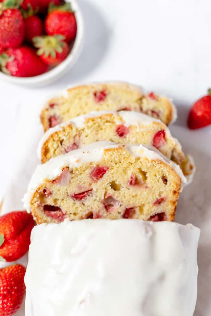 Berry Quick bread with lemon icing and fresh berries.