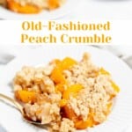 Pin graphic for peach crumble.