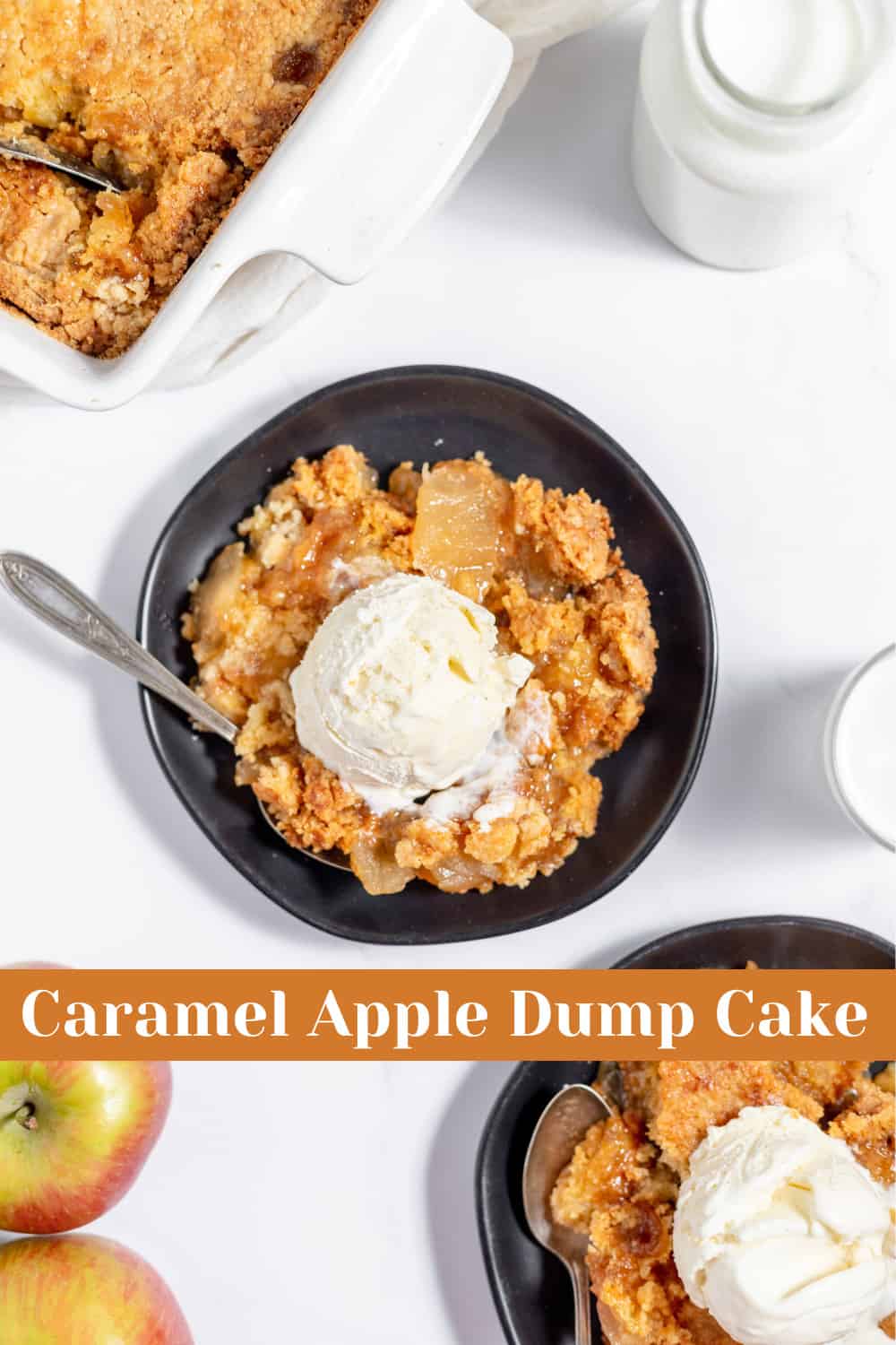 Pin Graphic for Caramel apple dump cake.