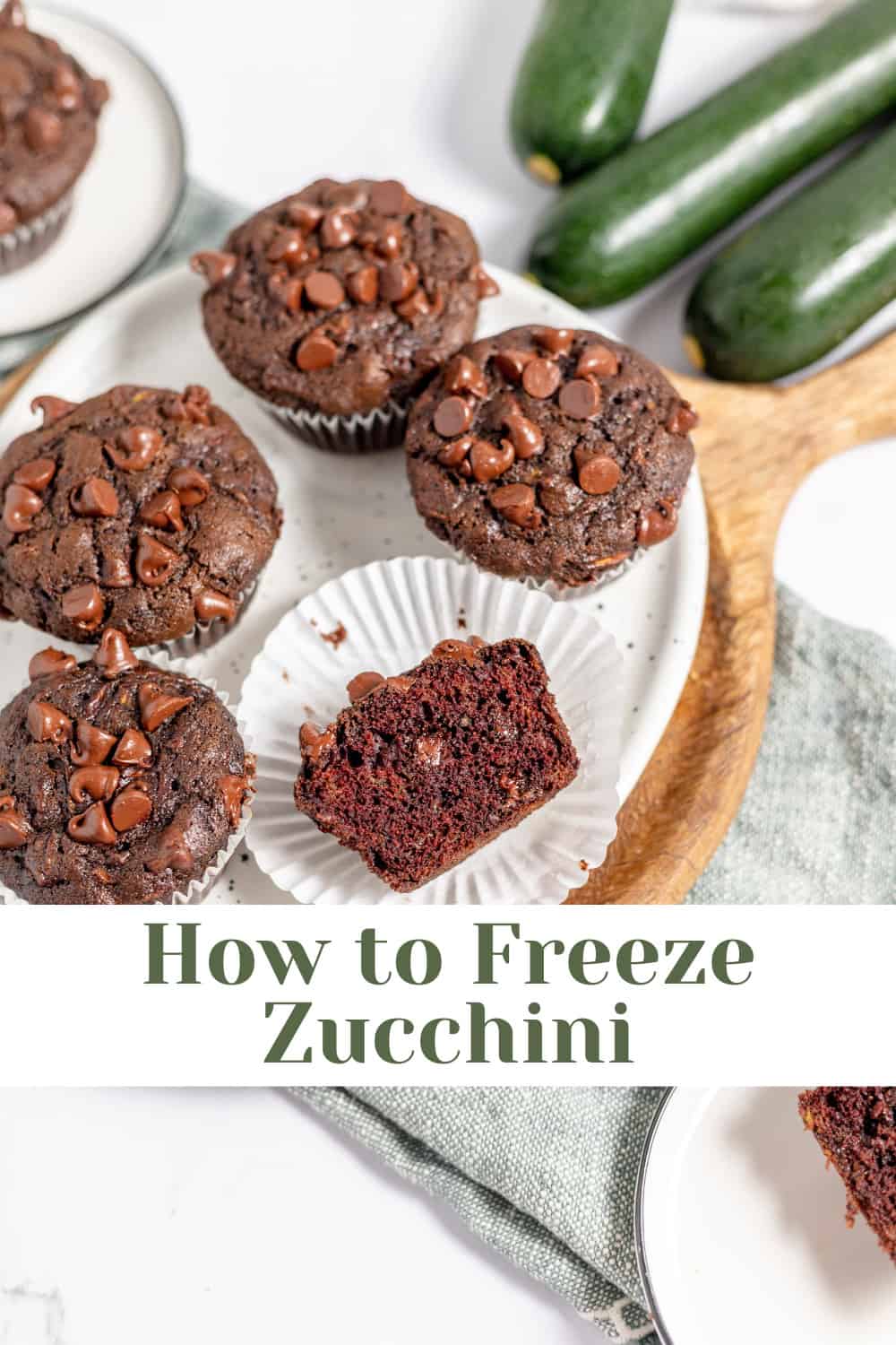 Step-by-step guide on freezing zucchini muffins.