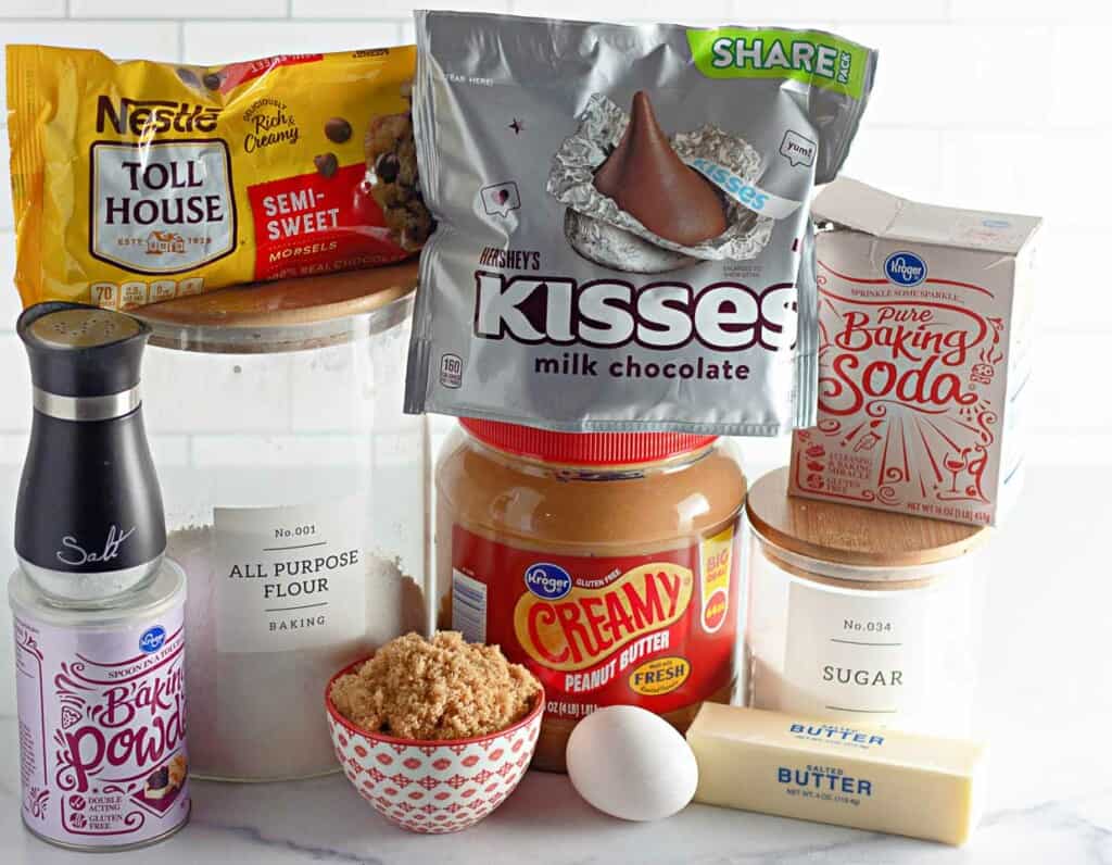 The ingredients for peanut butter kisses.