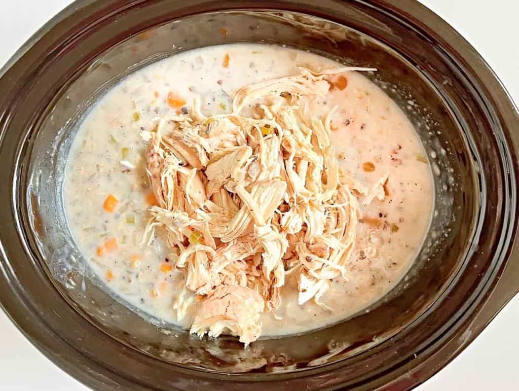 Chicken soup in a crock pot.