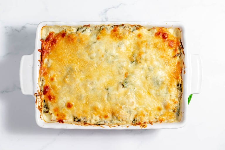 Cheesy spinach and artichoke casserole.