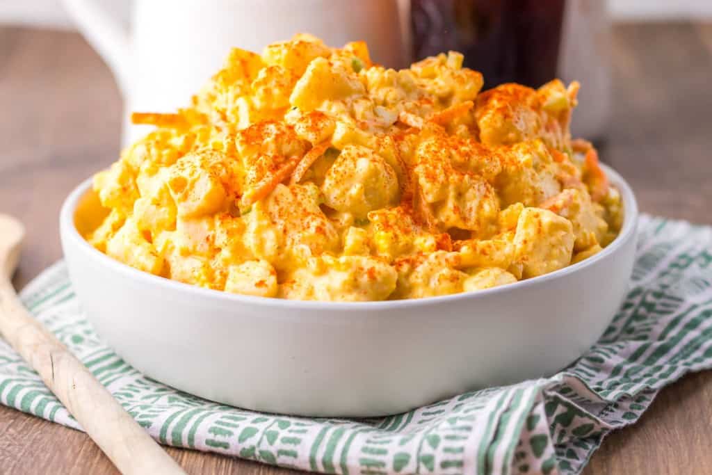 A bowl of Amish potato salad.