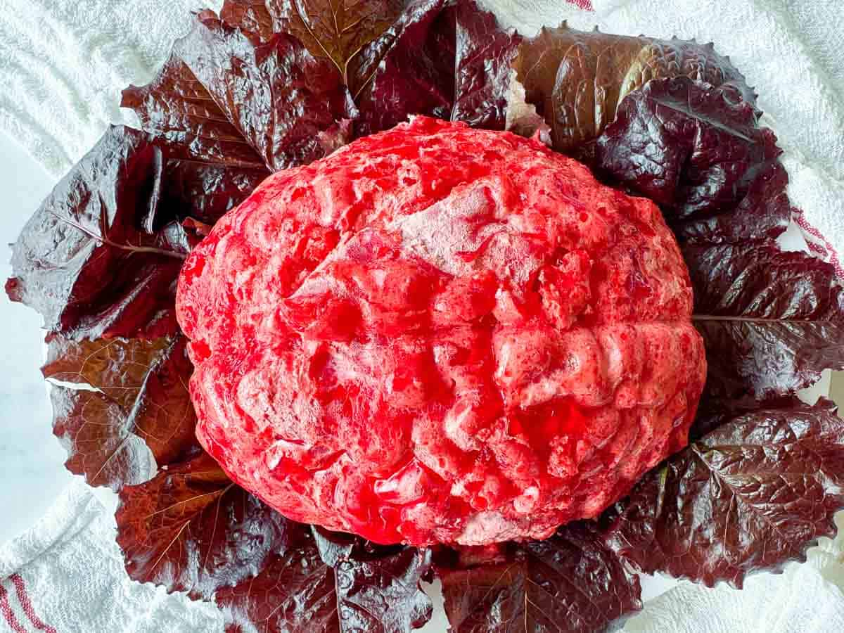 A brain shaped gelatin mold.