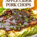 Savor our Apple Cider Pork Chops, served over creamy mashed potatoes and drizzled with rich brown sauce. Garnished with fresh rosemary, this dish is a fall favorite you won't want to miss.