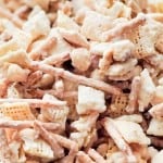 A pile of white chex mix.